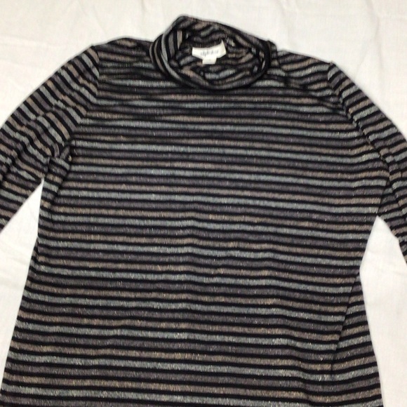 Style & Co. Tops - Style & Co. Black and Gray Striped Long Sleeve Top